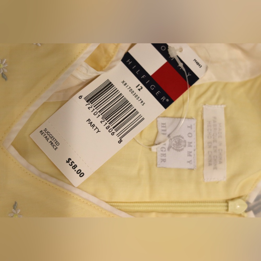 Tommy Hilfiger Girls Yellow summery dress 12 preppy solid floral embroidery - Picture 9 of 10